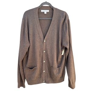 Amazon Essentials Men's XL Brown Heather V Neck Button Down Cardigan Sweater NWT